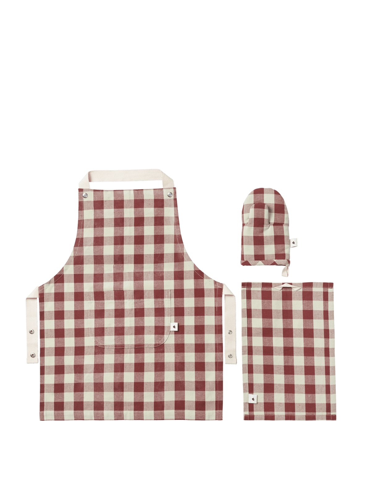 Ensemble de cuisine pour enfant en coton bio à carreaux marron et vert Bothy - Ferm Living - The Cool Republic