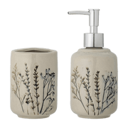 Ensemble distributeur de savon Bea Nature Grès - Bloomingville - The Cool Republic