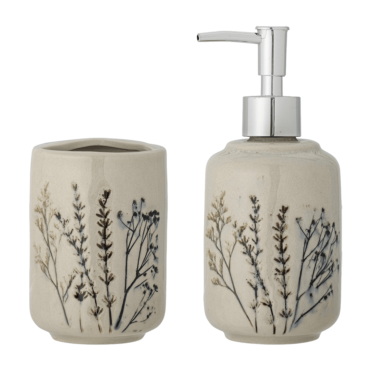 Ensemble distributeur de savon Bea Nature Grès - Bloomingville - The Cool Republic