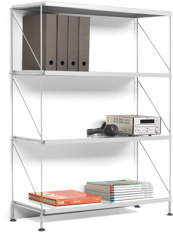 Etagère 4 niveaux sur pieds en acier laqué blanc Tria Pack - Mobles 114 - The Cool Republic