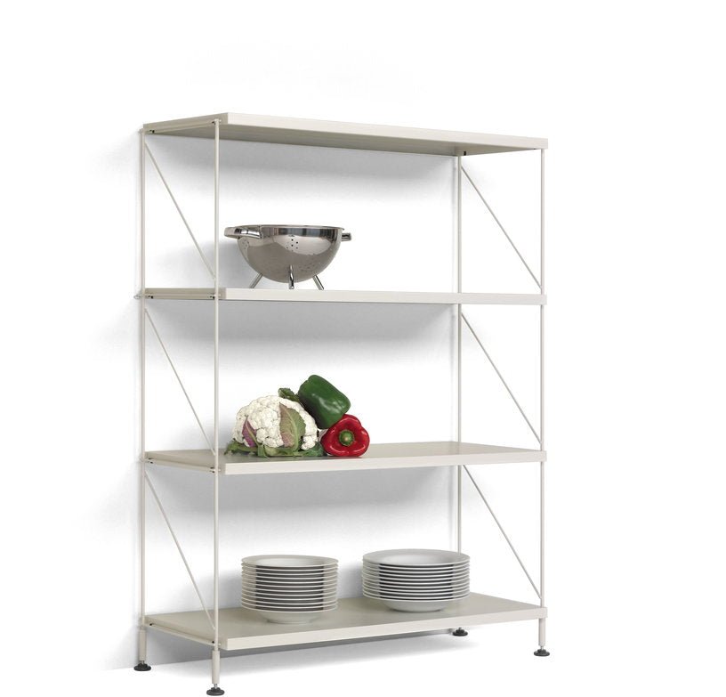 Etagère 4 niveaux sur pieds en acier laqué blanc Tria Pack - Mobles 114 - The Cool Republic