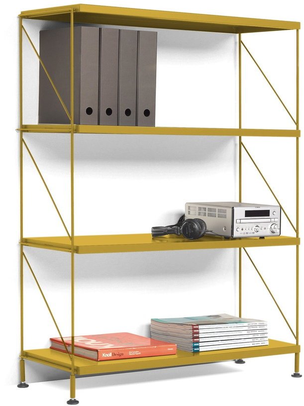 Etagère 4 niveaux sur pieds en acier laqué ocre Tria - Mobles 114 - The Cool Republic