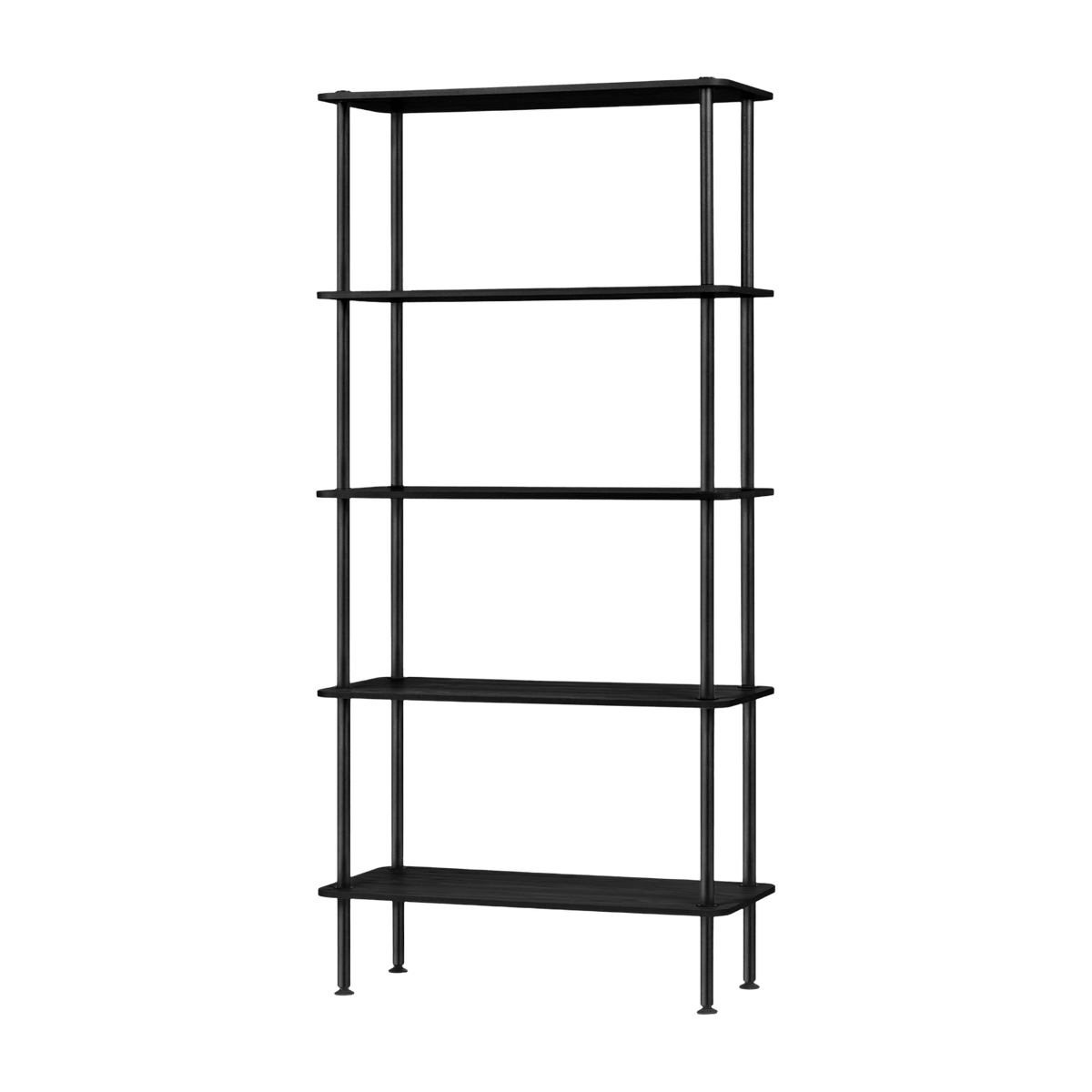 Etagère 5 plateaux en chêne plaqué et acier noir Teidi - noo.ma - The Cool Republic