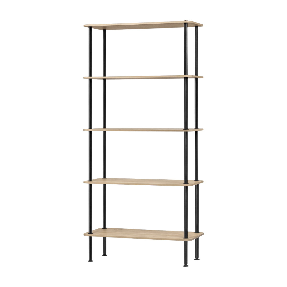 Etagère 5 plateaux en chêne plaqué naturel et acier noir Teidi - noo.ma - The Cool Republic