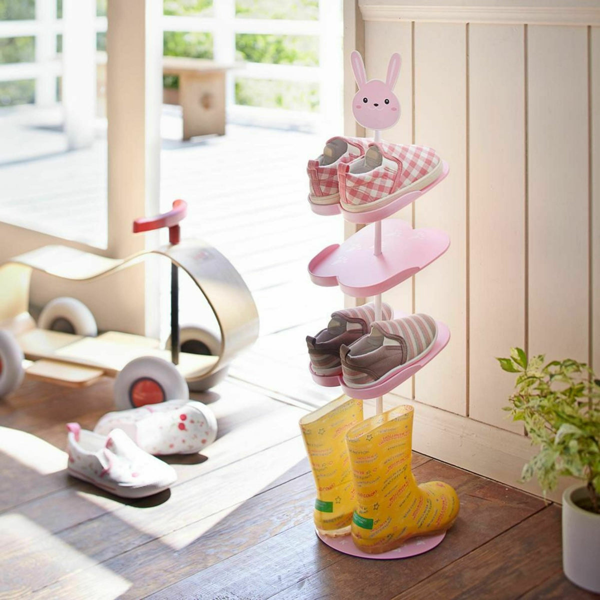 Etagère à chaussures pour enfants en acier rose - Yamazaki - The Cool Republic