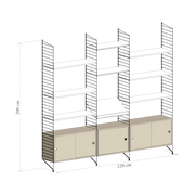 Etagère avec caissons et étagères en bois massif 220x200cm - String furniture - The Cool Republic