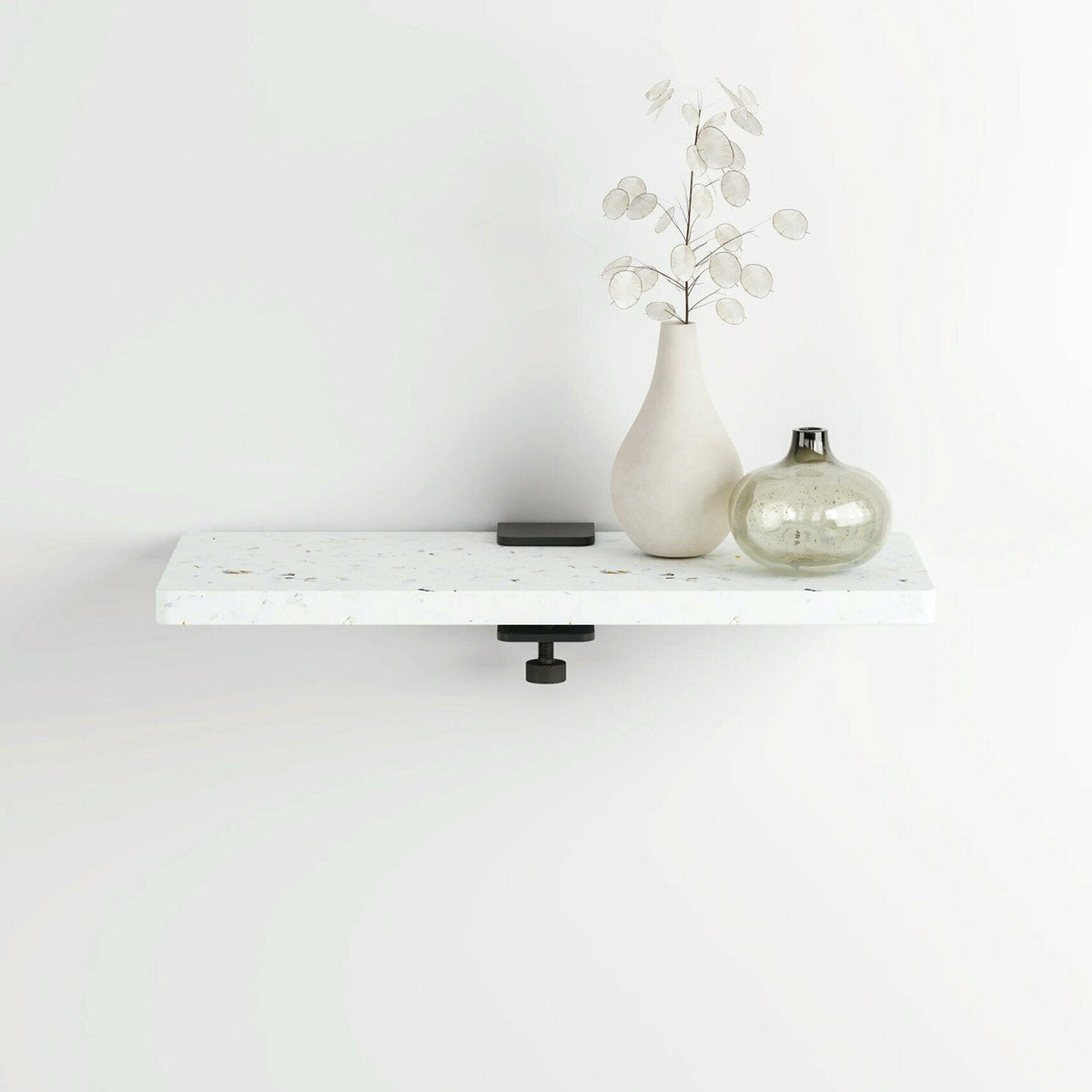 Étagère blanche en plastique recyclé 45 cm et 1 accroche noir graphite - TIPTOE - The Cool Republic