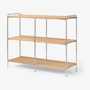 Etagère en acier chrome et chêne naturel 123x38x95cm Alima NDS5 - &tradition