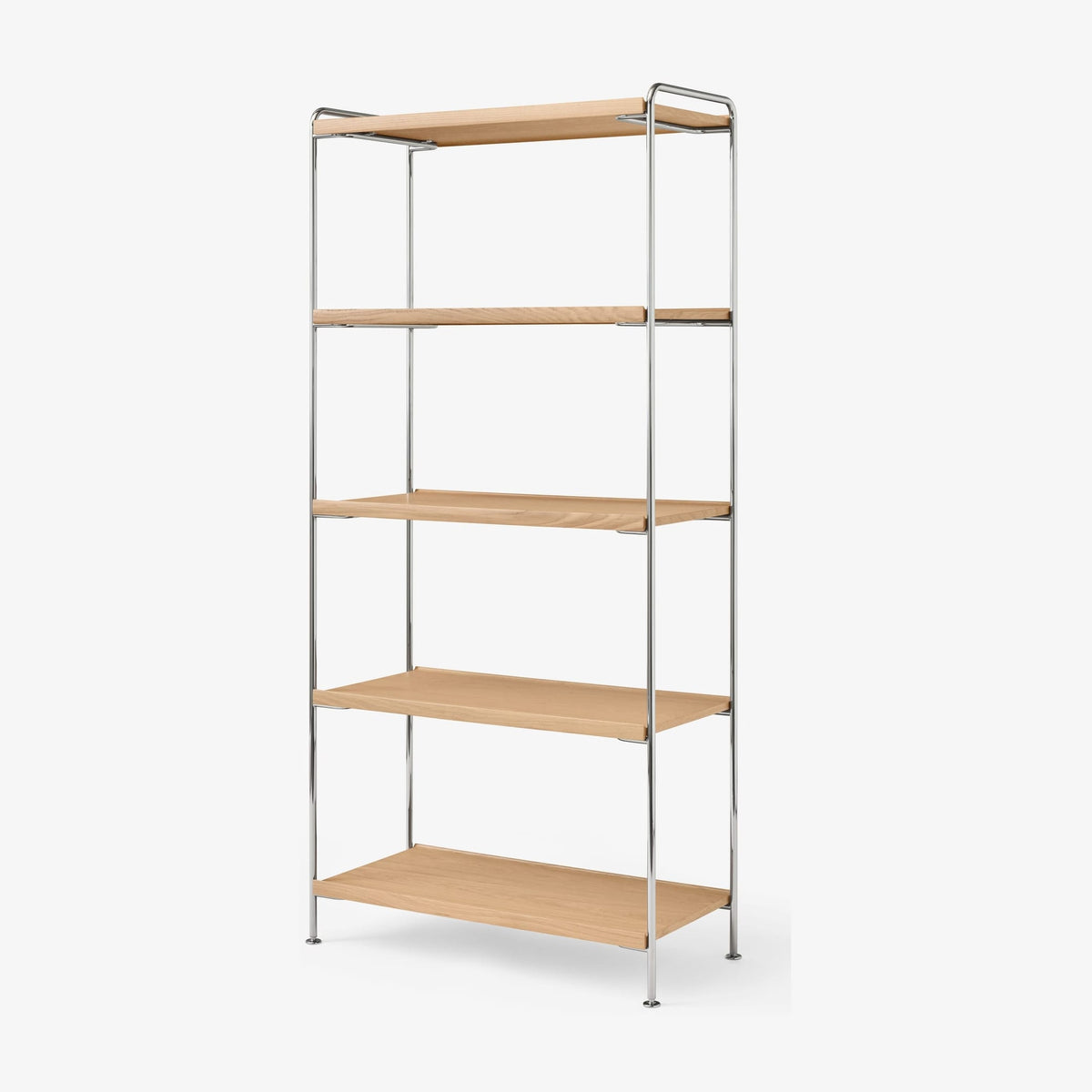 Etagère en acier chrome et chêne naturel 83x38x174cm Alima NDS6 - &tradition