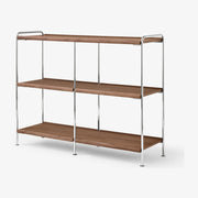 Etagère en acier chrome et noyer laqué 123x38x95cm Alima NDS5 - &tradition