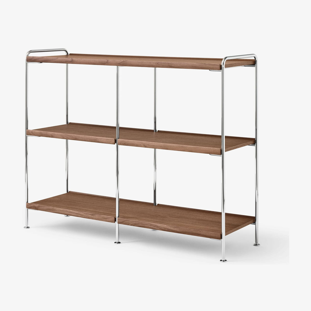 Etagère en acier chrome et noyer laqué 123x38x95cm Alima NDS5 - &tradition
