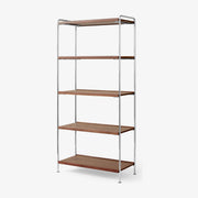 Etagère en acier chrome et noyer laqué 83x38x174cm Alima NDS6 - &tradition