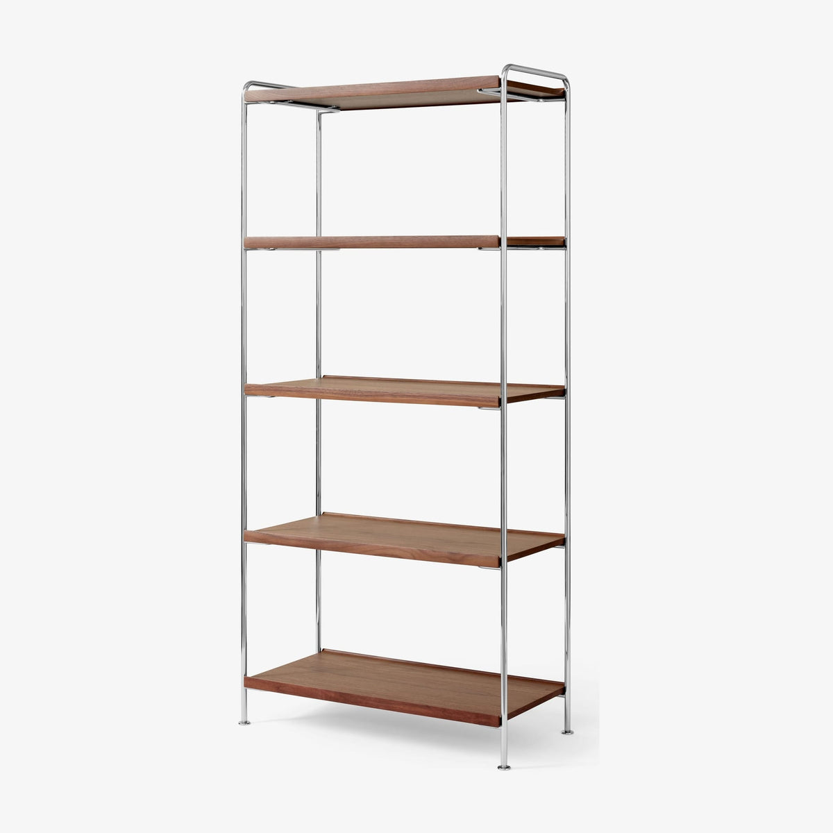 Etagère en acier chrome et noyer laqué 83x38x174cm Alima NDS6 - &tradition