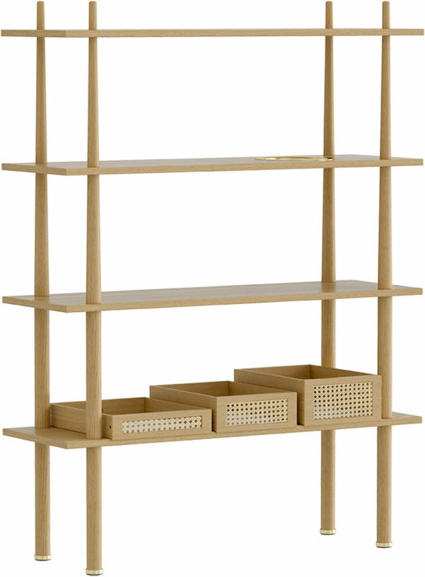 Étagère en chêne avec rangement et plaque en laiton Stories - UMAGE - The Cool Republic