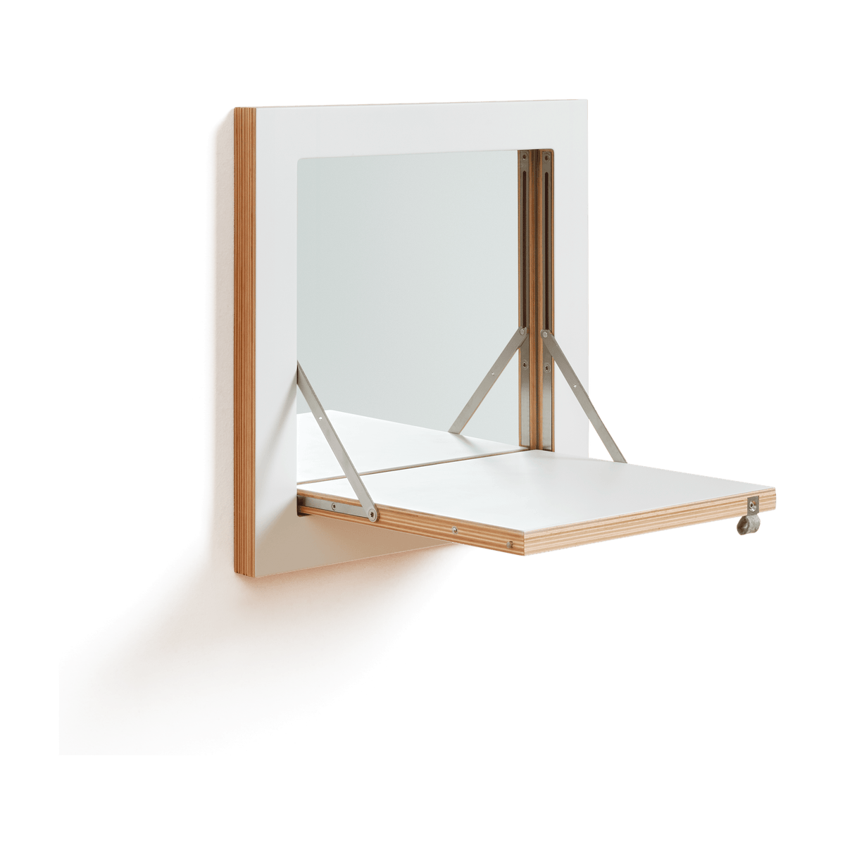 Étagère et miroir murale en bouleau blanc 40x31x40cm Fläpps - Ambivalenz - The Cool Republic