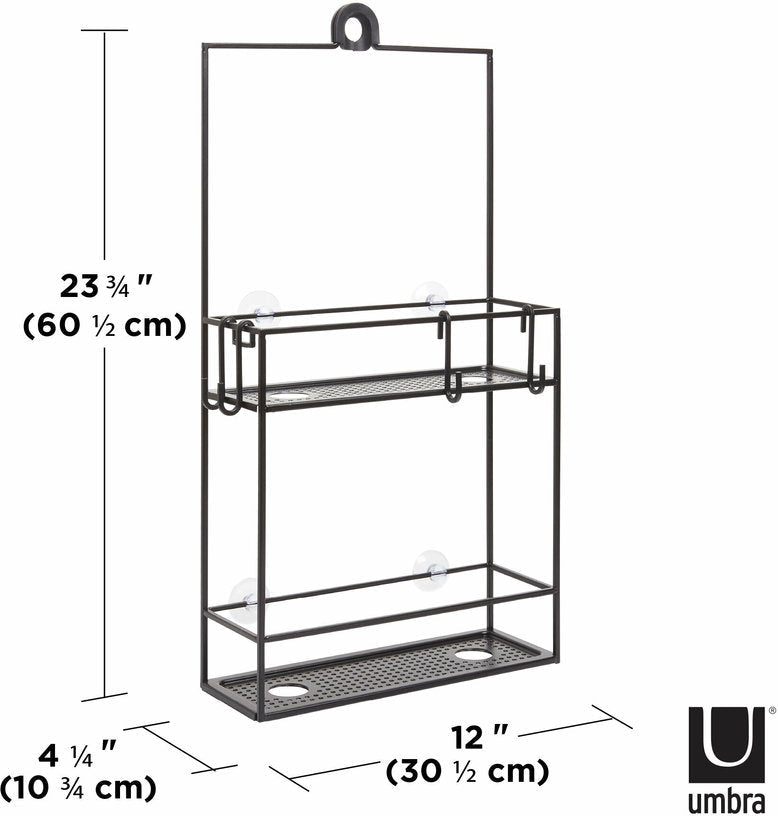 Etagère murale de douche en acier noir Cubiko Caddy - Umbra - The Cool Republic