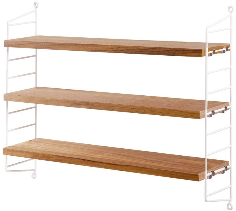 Etagères en chêne avec montants blancs String Pocket - String furniture - The Cool Republic