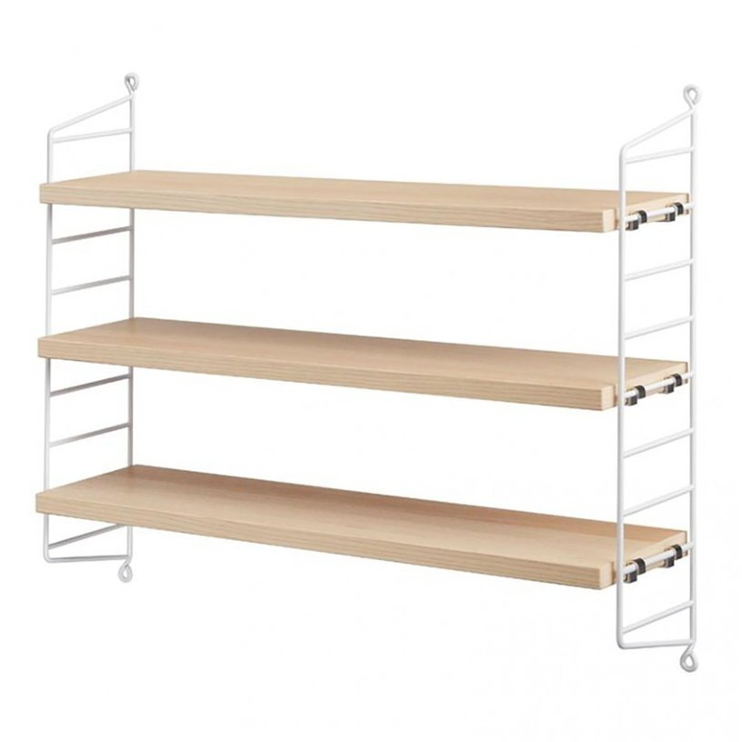 Etagères en frêne avec montants blancs String Pocket - String furniture - The Cool Republic