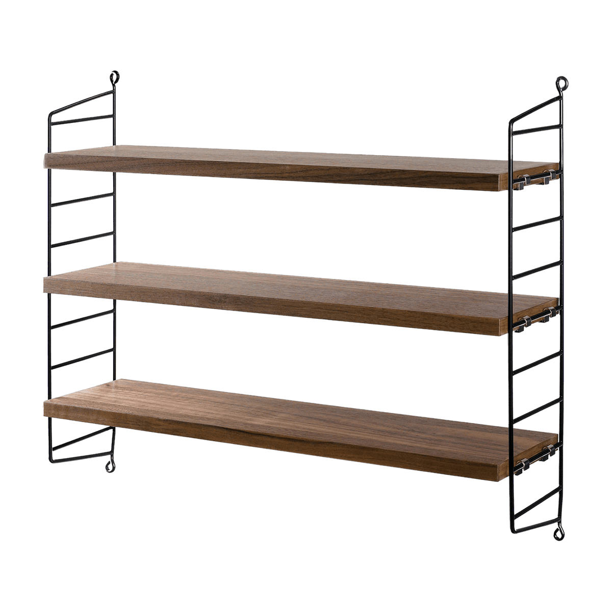 Etagères en noyer avec montants noirs String Pocket - String furniture - The Cool Republic