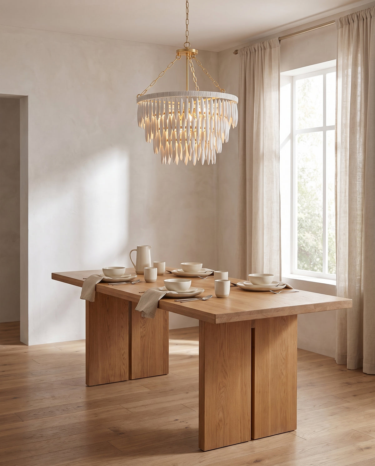 Suspension en acier laiton vieilli 61x39cm Tiffany - Mitzi en situation