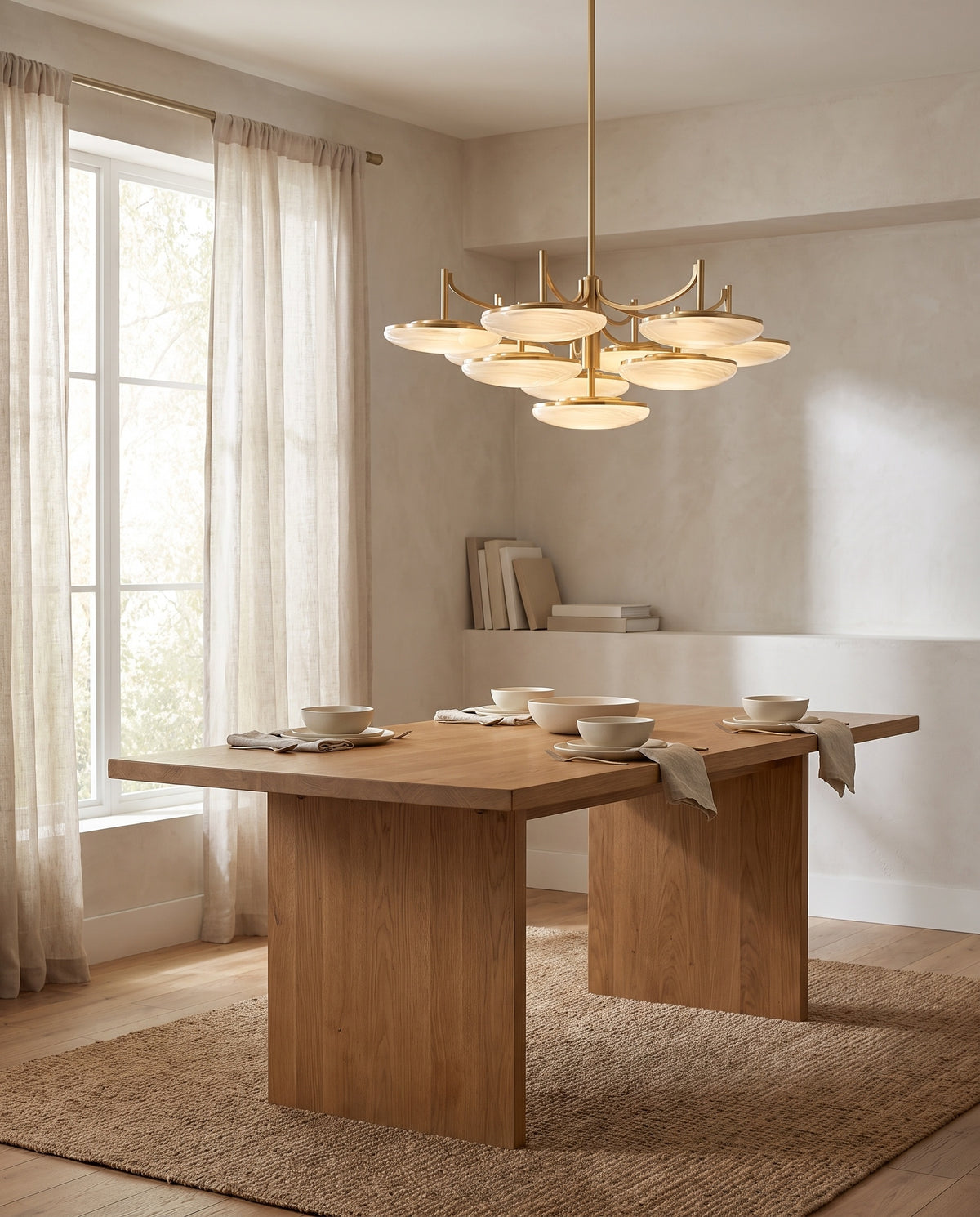 Suspension en laiton laiton vieilli 112x41cm Bregman - Hudson Valley Lighting en situation