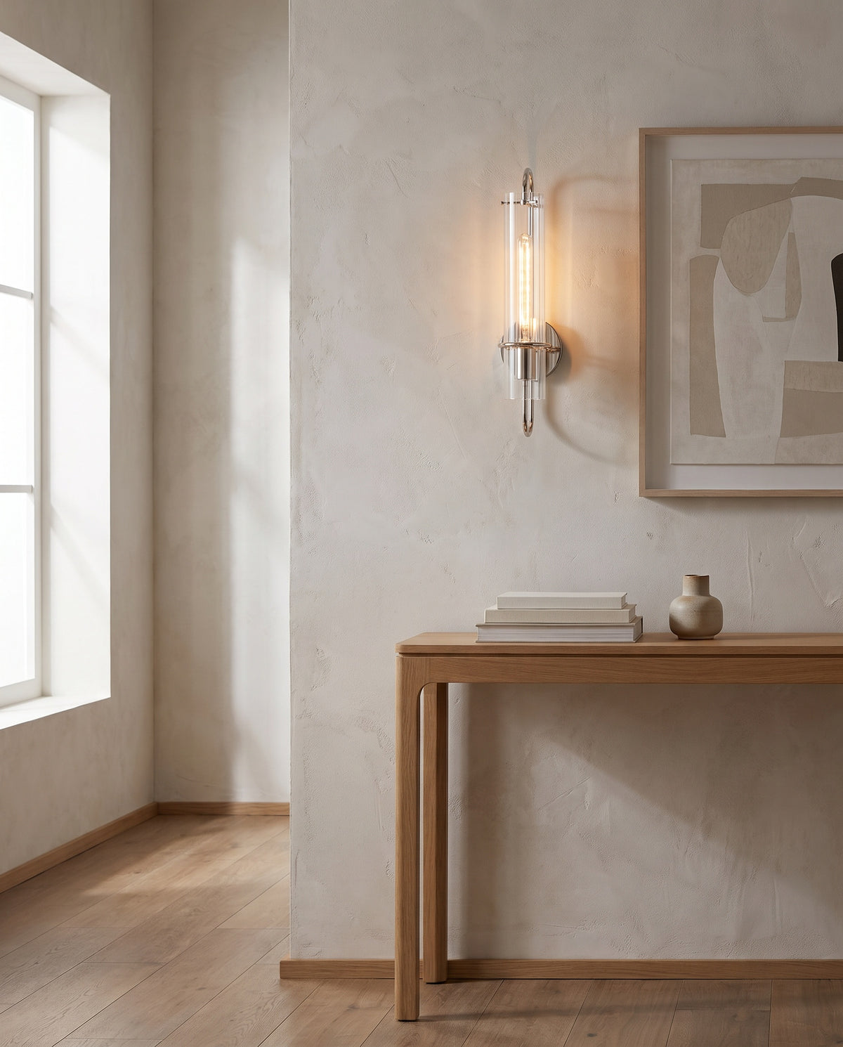 Wall sconce in polished nickel steel 12x51cm Beck - Mitzi en situation