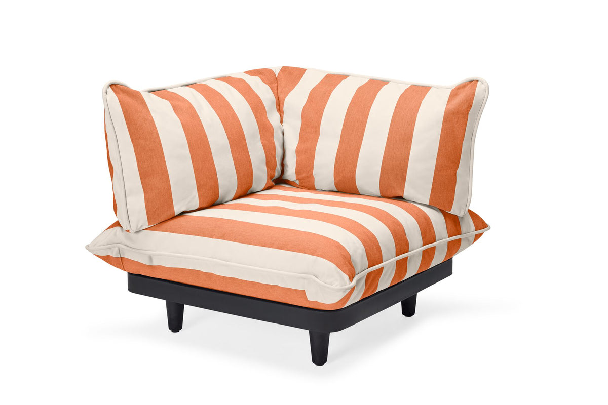 Module d’angle droit de canapé d’extérieur rayé orange Paletti - Fatboy