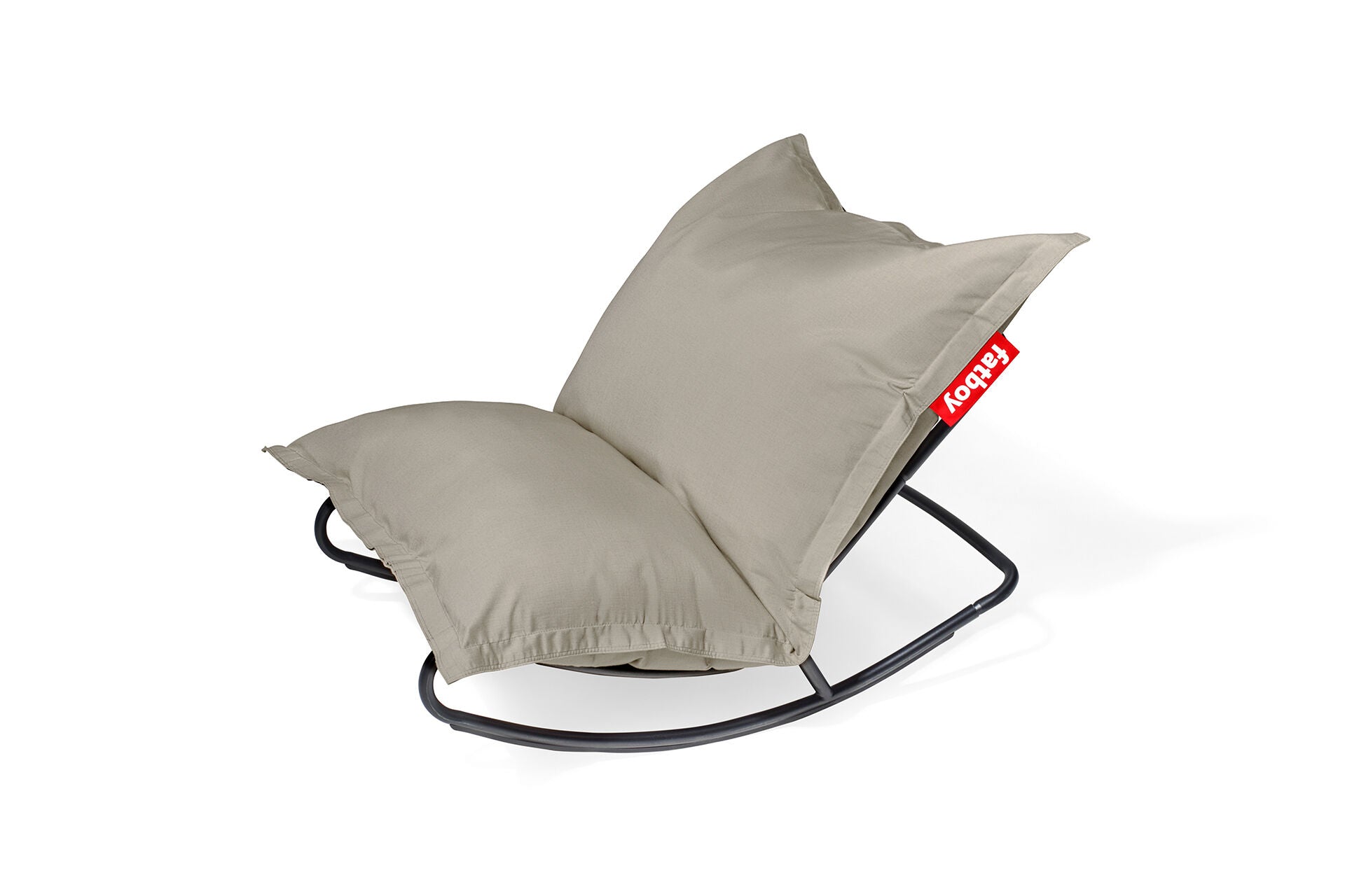 Fauteuil à bascule extérieur en métal noir avec coussin gris taupe Rock 'n Roll Combi - Fatboy