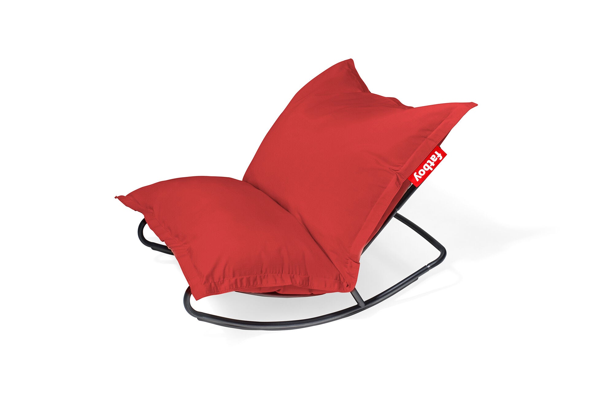 Fauteuil à bascule extérieur en métal noir avec coussin rouge Rock 'n Roll Combi - Fatboy