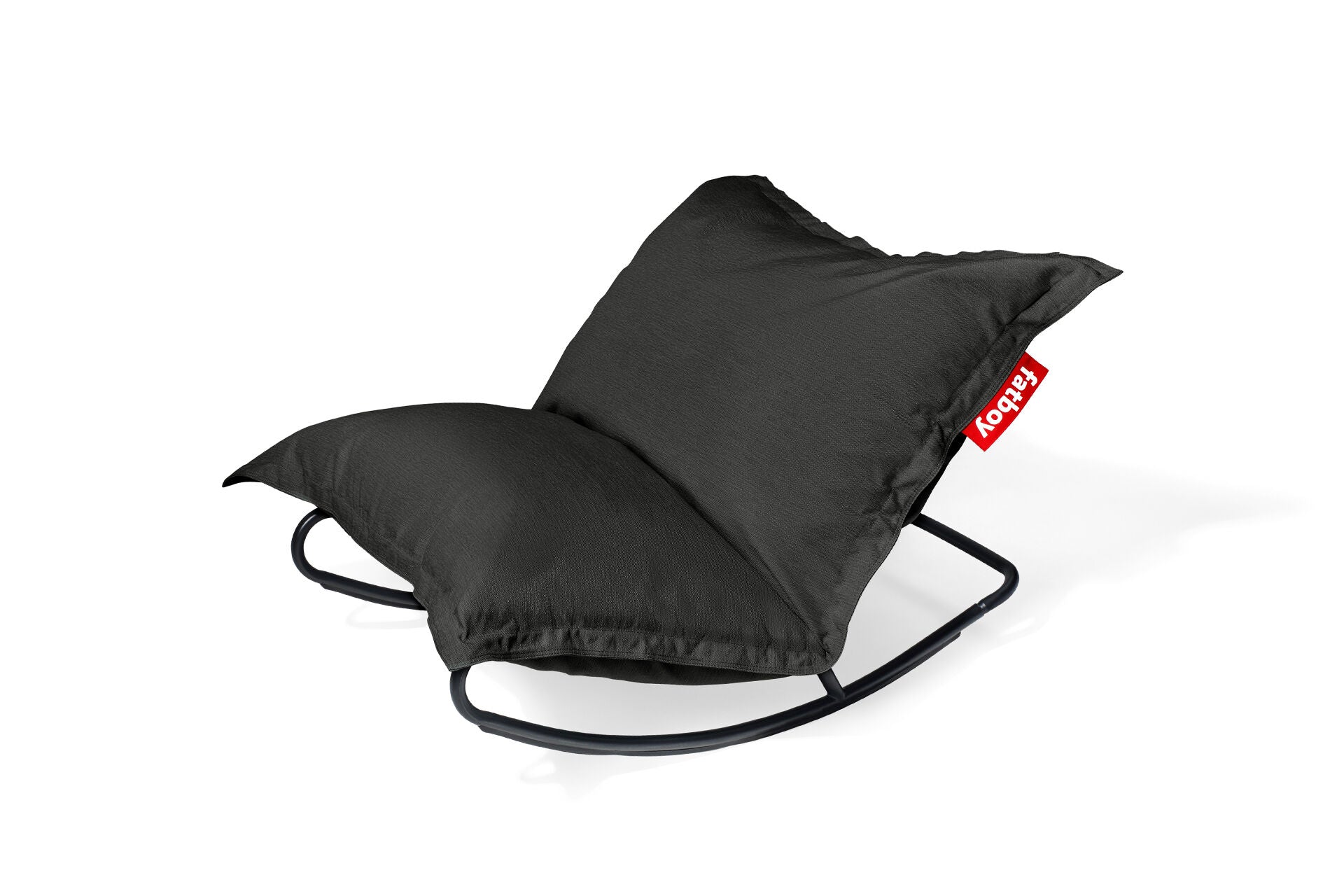 Fauteuil à bascule extérieur en métal noir avec coussin gris orage Rock 'n Roll Combi - Fatboy