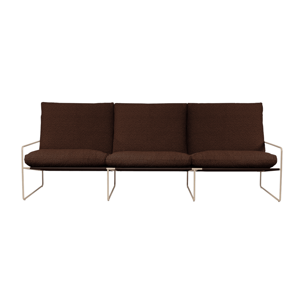 Fauteuil 3 places en acier galvanisé beige et tissu bouclé marron 78x233x85cm Desert 3 - Ferm living - The Cool Republic