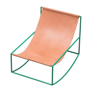 Fauteuil à bascule en métal vert et cuir 81x60x65cm- valerie_objects - The Cool Republic