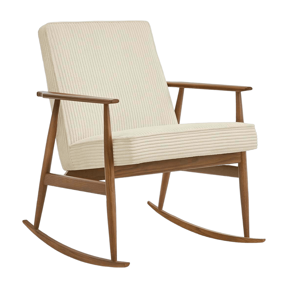 Fauteuil à bascule en tissu cord crème et frêne foncé 76 x 62 cm Fox - 366 Concept - The Cool Republic