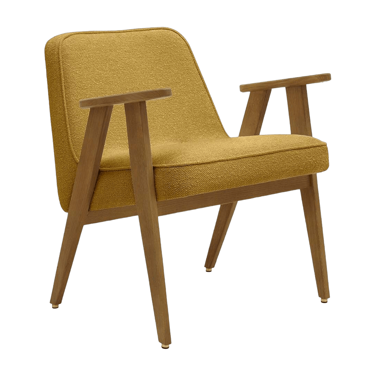 Fauteuil accoudoir en tissu bouclé moutarde et chêne foncé 53 x 52 cm Série 366 Junior - 366 Concept - The Cool Republic