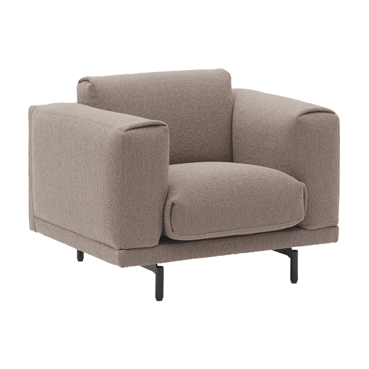Fauteuil avec accoudoirs en acier noir et tissu beige 105x88x72cm Rest - Muuto — vue 3