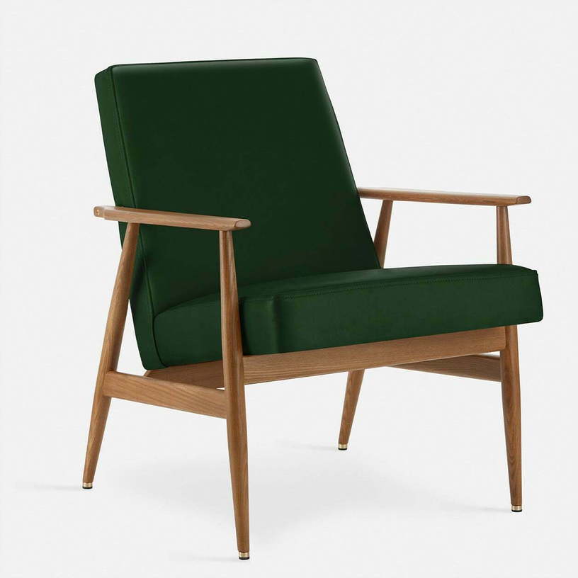 Fauteuil avec accoudoirs en cuir naturel noir et frêne foncé 70 x 62 cm Fox - 366 Concept - The Cool Republic
