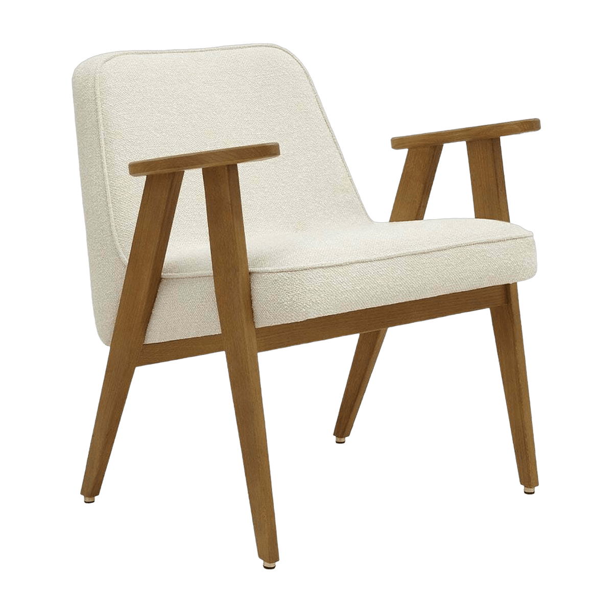 Fauteuil avec accoudoirs en tissu bouclé crème et chêne foncé 53 x 52 cm Série 366 Junior - 366 Concept - The Cool Republic