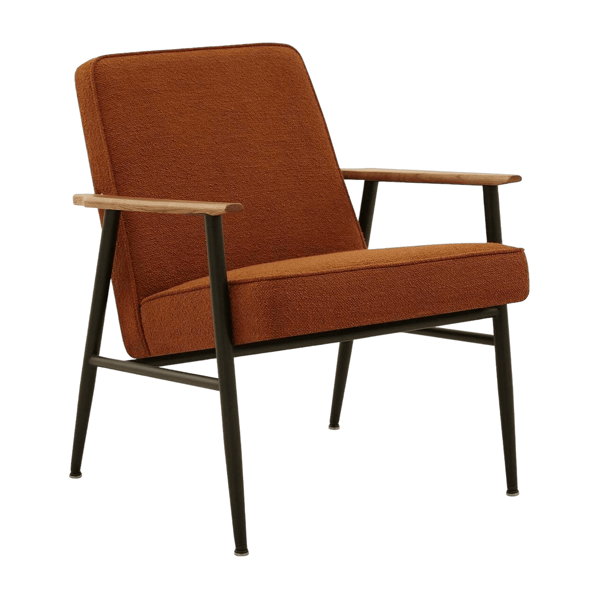 Fauteuil avec accoudoirs en tissu bouclé marron et métal 70 x 62 cm Fox - 366 Concept - The Cool Republic