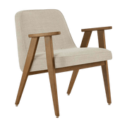 Fauteuil avec accoudoirs en tissu coco crème et chêne foncé 53 x 52 cm Série 366 Junior - 366 Concept - The Cool Republic
