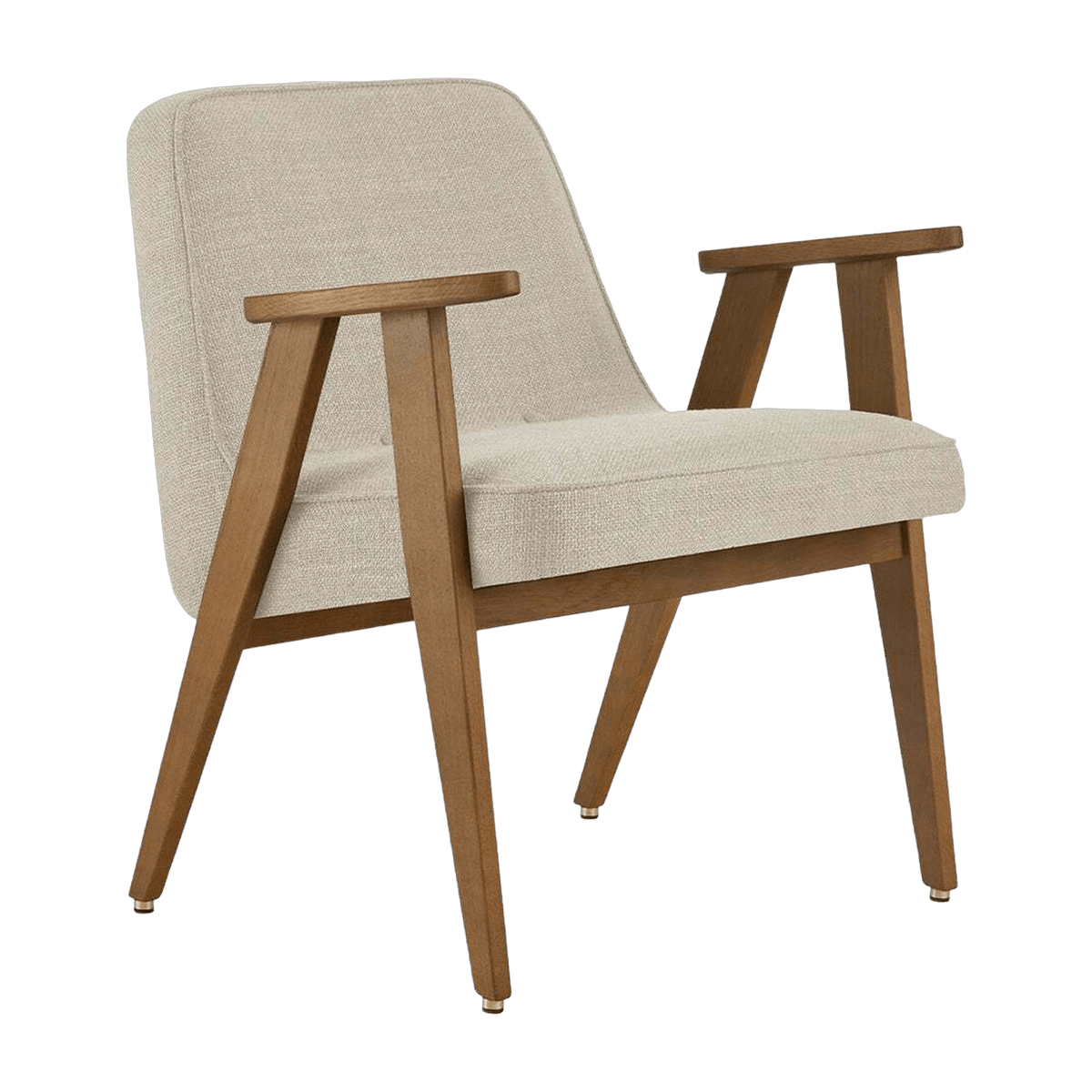 Fauteuil avec accoudoirs en tissu coco crème et chêne foncé 53 x 52 cm Série 366 Junior - 366 Concept - The Cool Republic