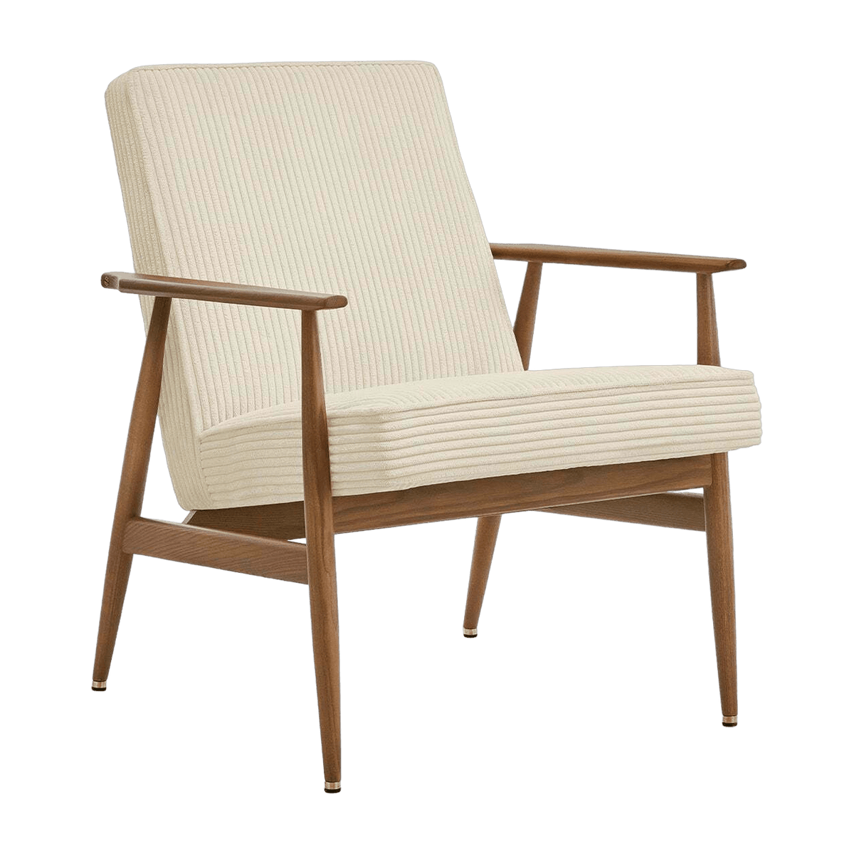 Fauteuil avec accoudoirs en tissu coco crème et frêne foncé 70 x 62 cm Fox - 366 Concept - The Cool Republic