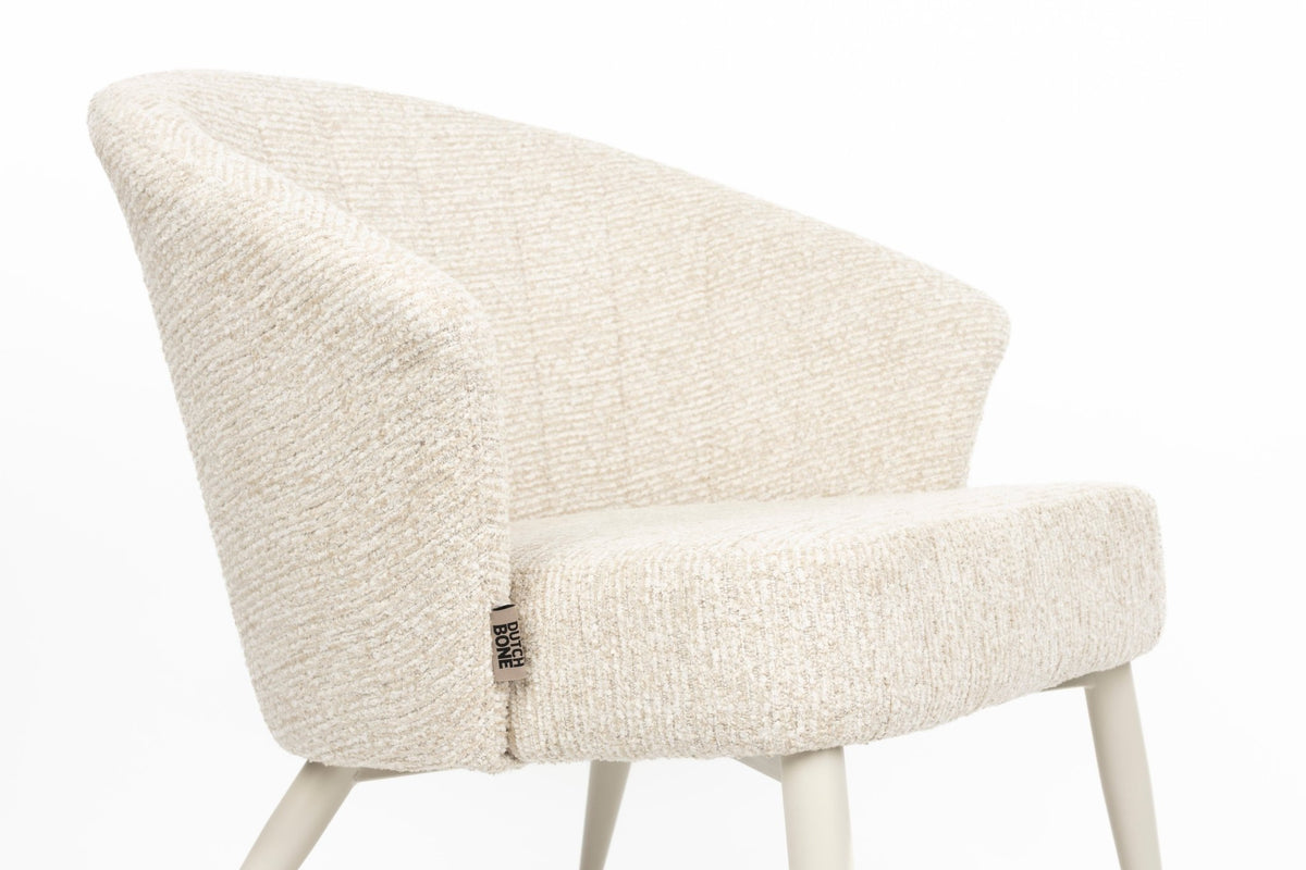 Fauteuil avec accoudoirs en tissu et métal beige Georgia - Dutchbone - The Cool Republic
