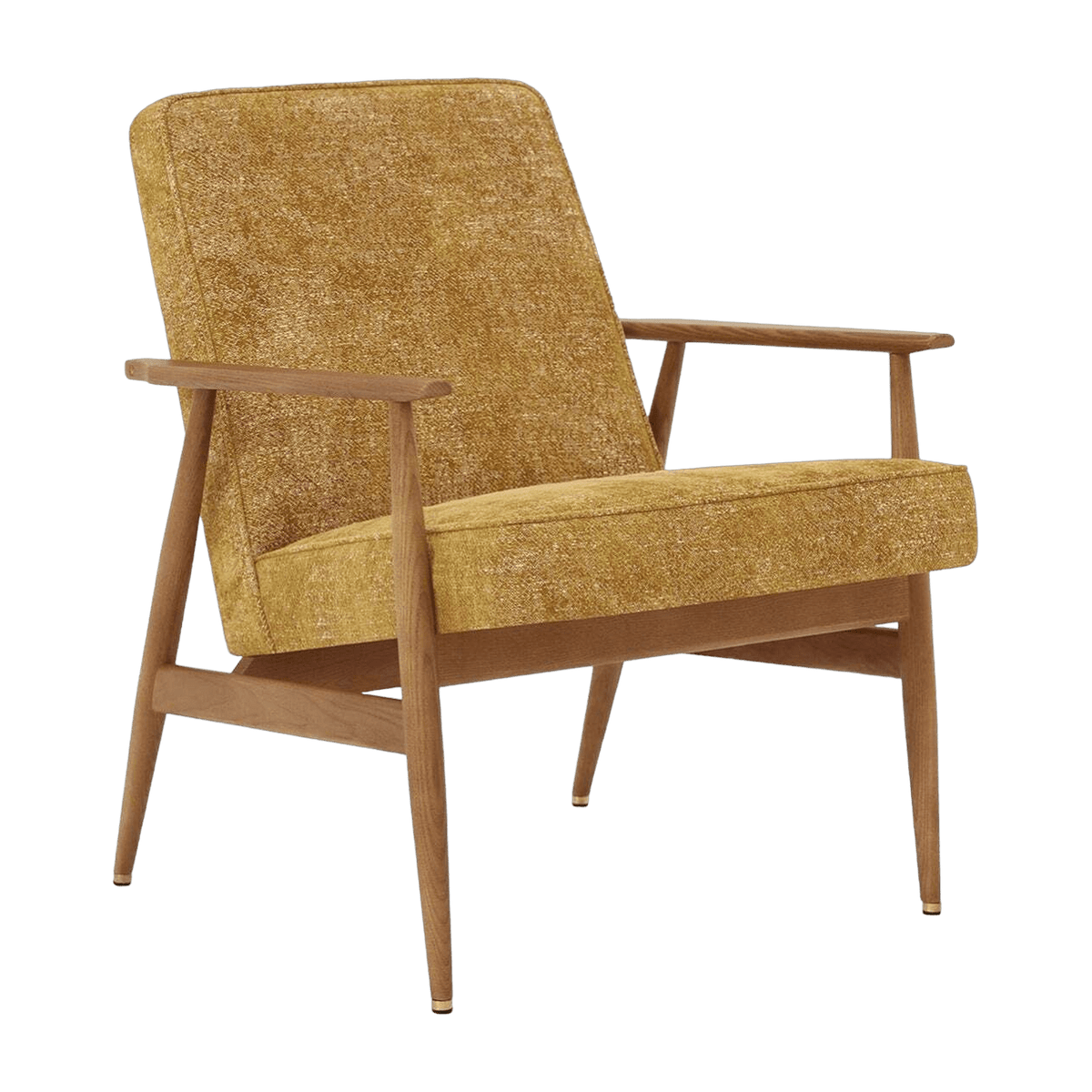 Fauteuil avec accoudoirs en tissu marbre moutarde et frêne foncé 70 x 62 cm Fox - 366 Concept - The Cool Republic