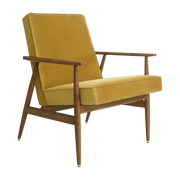 Fauteuil avec accoudoirs en velours brillant moutarde et frêne foncé 70 x 62 cm Fox - 366 Concept - The Cool Republic