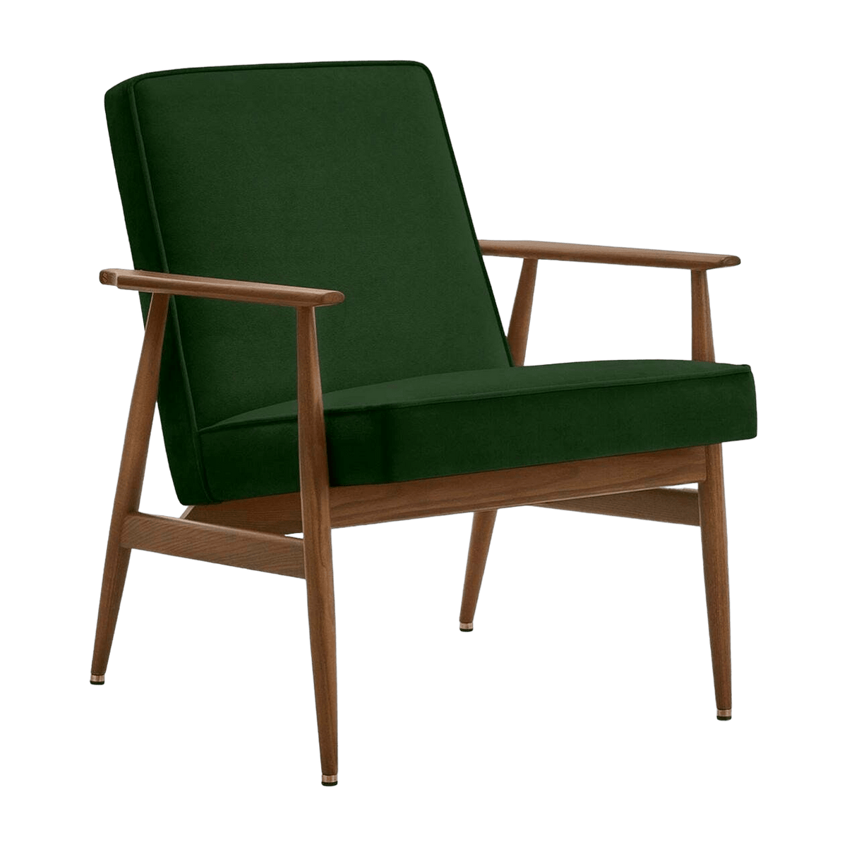 Fauteuil avec accoudoirs en velours vert bouteille et frêne foncé 70 x 62 cm Fox - 366 Concept - The Cool Republic