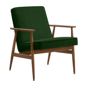 Fauteuil avec accoudoirs en velours vert bouteille et frêne foncé 70 x 62 cm Fox - 366 Concept - The Cool Republic