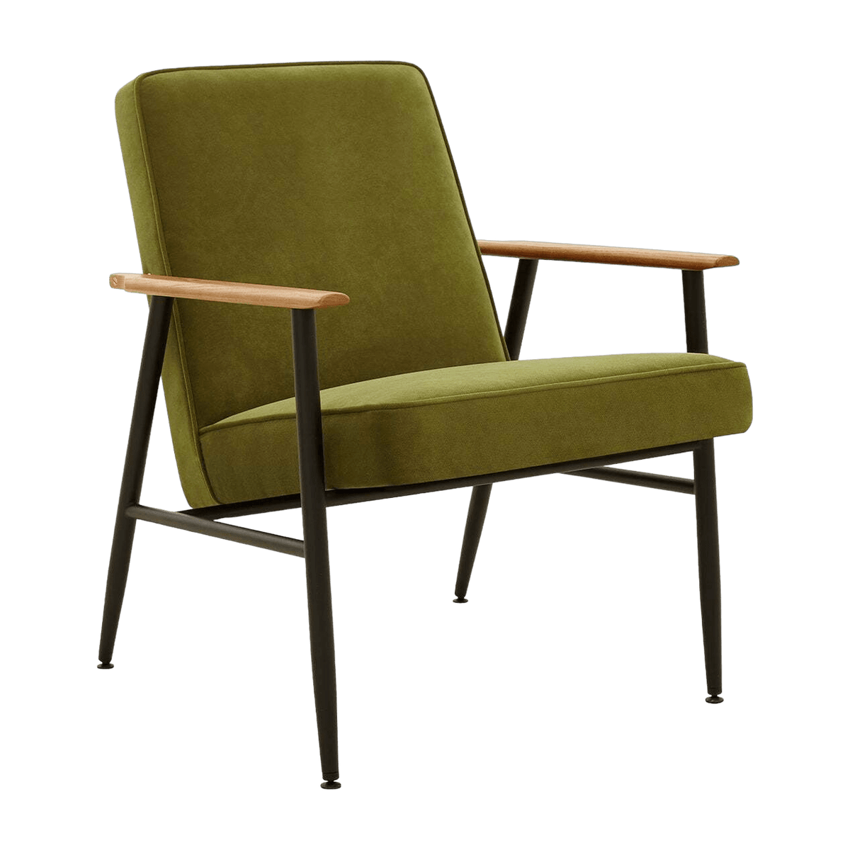 Fauteuil avec accoudoirs en velours vert olive et métal 70 x 62 cm Fox - 366 Concept - The Cool Republic