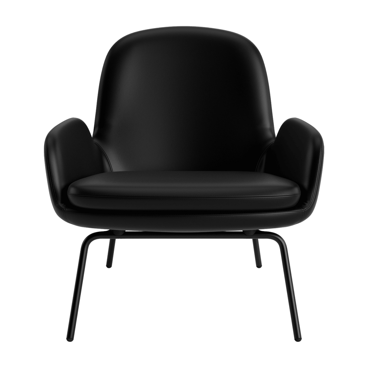 Fauteuil bas avec pieds en acier noir et assise en cuir noir Era - Normann Copenhagen - The Cool Republic