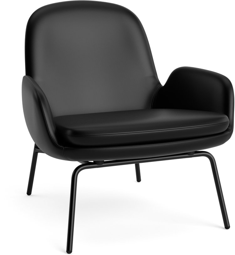 Fauteuil bas avec pieds en acier noir et assise en cuir noir Era - Normann Copenhagen - The Cool Republic