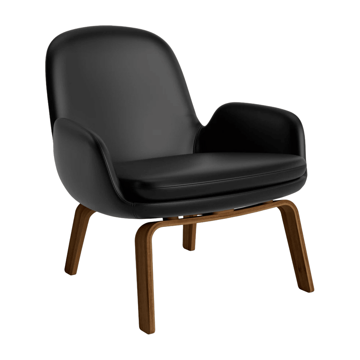 Fauteuil bas avec pieds en noyer et assise en cuir noir Era - Normann Copenhagen - The Cool Republic
